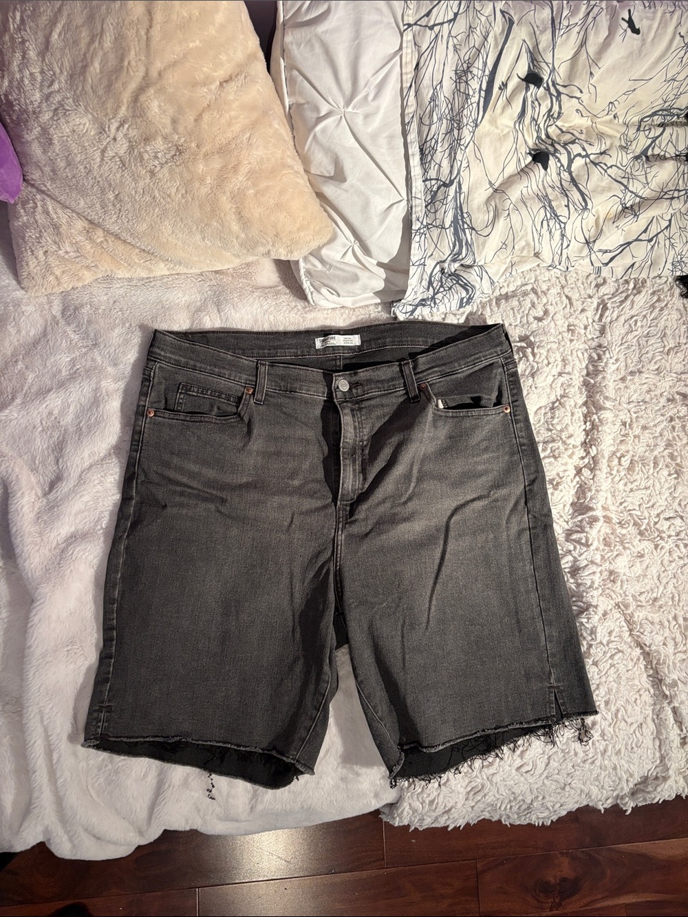 Levi's Black Cutoff Denim Shorts with Frayed Hem